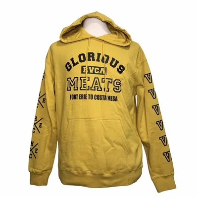 Sudadera con Capucha RVCA Matty Para Hombre Talla L Color Amarillo Canguro Bolsillo 100% Algodón Pullover Foto 1 de 4