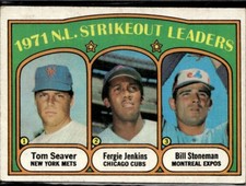 1972 Topps #95 1971  NL Strikeout Leaders Seaver Jenkins Stoneman 