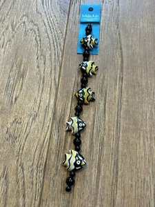 NEW HILDIE & JO CUTE CERAMIC BLACK FISH BEADS AND FREE SHIPPING - Picture 1 of 2