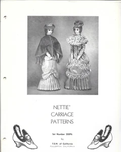 DOLL PATTERN-NETTIE CARRIAGE PATTERNS-Set Number 200P6 by T.E.M of California - Picture 1 of 1