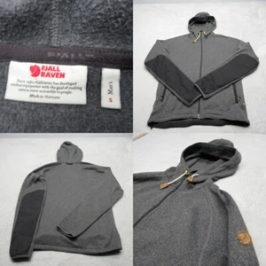 Fjallraven Jacket Mens Medium Gray Ovik Fleece Hoodie Pockets Full Zip Outdoor - Picture 1 of 17