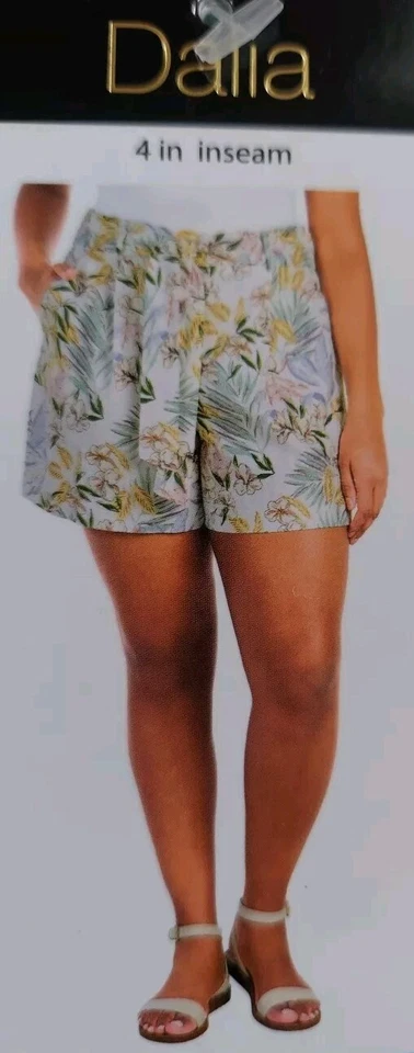 Pantalones cortos Dalia para dama mezcla de lino corbata delantera blanco roto combo talla L nuevos con etiquetas  Foto 1 de 4