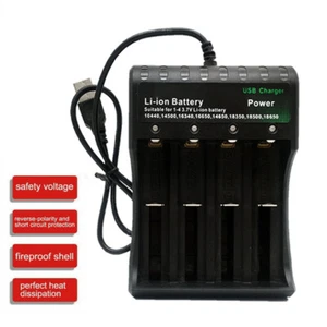 Cargador de batería inteligente USB de 4 ranuras para baterías de iones de litio 18650 14500 10440 - Imagen 1 de 10