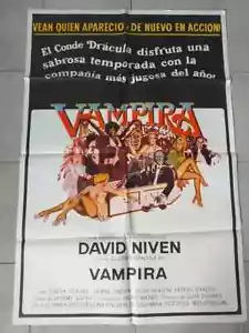 POSTER FILM ORIGINALE ARGENTINA VINTAGE E RARO VAMPIRA OLD DRACULA DAVID NIVEN - Foto 1 di 1