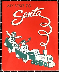 1954 Christmas Card Santa and Me Department Store Santa Visit Photo Holiday - Picture 1 of 3