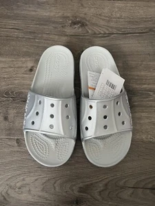 Crocs Women's Gray Classic Glitter Slide Size 8 - Picture 1 of 4