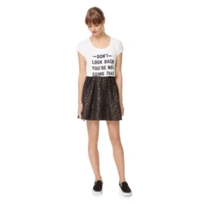 Minifalda acampanada estampada abstracta negra y bronce Aritzia Talula nueva con etiquetas Foto 1 de 4