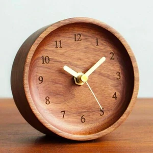 Solid Walnut Wood Clock, Wooden Desk Clock, Bedroom Nightstand Clock - Picture 1 of 4
