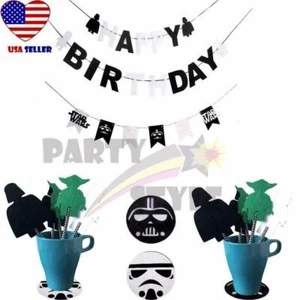 Star Wars Theme Boy 1st Birthday Party Decoration Set - Banners Cupcake Toppers - Picture 1 of 5