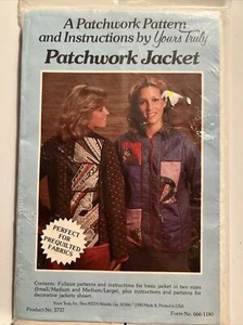 Vintage Yours Truly 1980 #3737 Patchwork Jacket S M L Uncut Farmcore Garden Girl - Picture 1 of 3