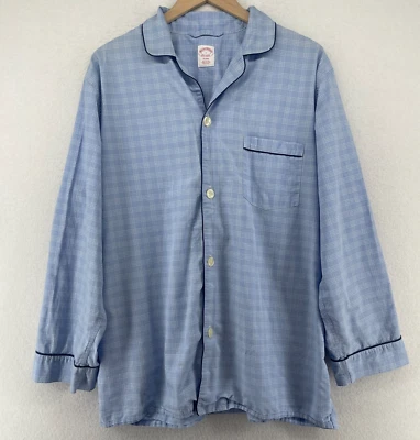 Рубашка пижама мужская Brooks Brothers L Lounge клетчатая на пуговицах тканая хлопковая синяя - Изображение 1 из 4