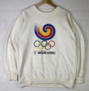 Vintage 1988 Olympics Seoul Korea Sweatshirt 1983 SLOOC Tiger White Sz XL - Picture 1 of 13