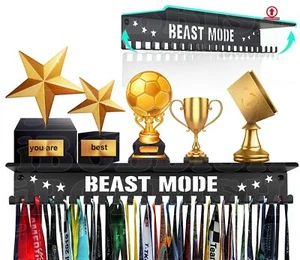 Metal Medal Display Hanger with Trophy Shelf for Gymnastics Race Soccer Swimming - Picture 1 of 9