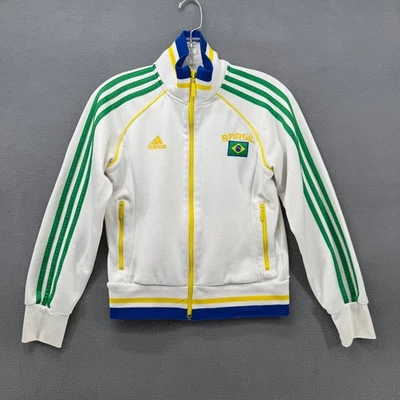 Adidas Brasil Chaqueta de Pista Unisex Pequeña Blanca Cremallera Completa Manga Larga Fútbol Foto 1 de 4