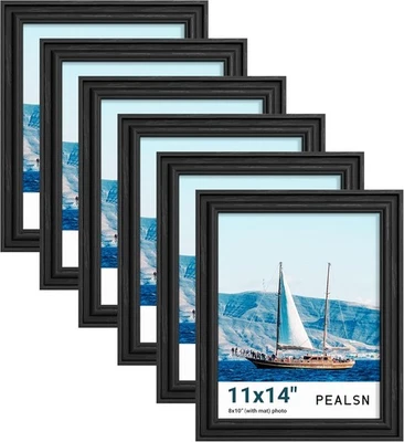 PEALSN 11x14相框6件套,展示图片8 x 10带垫子或11 x 14 — 第 1/4 张图片