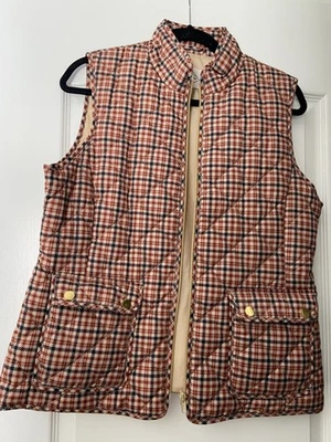 Chaleco acolchado a cuadros St. John's Bay borgoña, negro y crema M Foto 1 de 4