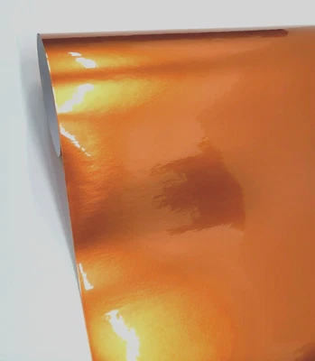 Brillante Brillante Cobre Naranja Vinilo Auto Envoltura Coche Película Adhesiva Calcomanía Hoja Rollo Foto 1 de 2