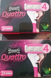 6 x WILKINSON SWORD QUATTRO FOR WOMEN RASIERKLINGEN MIT ALOE & VITAMIN E - Bild 1 von 1