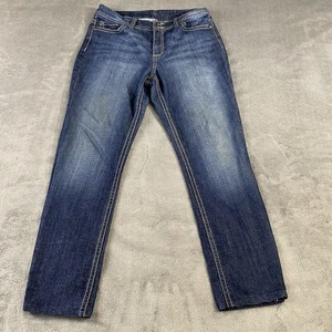 Code Bleu Jeans Womens 12 33W Denim Blue Straight Stretch Embellished (ALTERED) - Picture 1 of 18