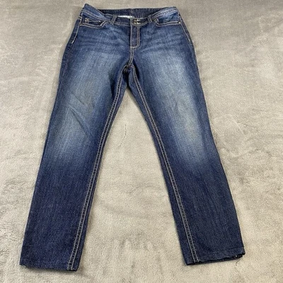 Code Bleu Jeans Womens 12 33W Denim Blue Straight Stretch Embellished (ALTERED) - Image 1 of 4