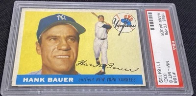 1955 Topps Baseball #166 Hank Bauer New York Yankees PSA 8 NM-MT OC - Image 1 of 2