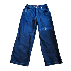 Vintage JNCO Tribals Skull 34x32 Size XL Denim Jeans Y2k 100% Cotton - Picture 1 of 17