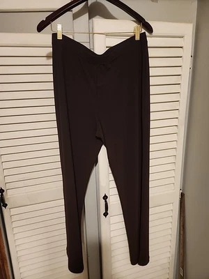 Susan Graver Womens High Rise Liquid Knit Pull On Pants  Brown Stretch Sz MEDIUM - Image 1 of 4