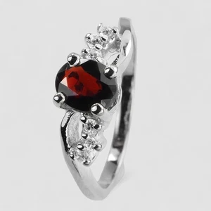 Striking Red Spinel 925 Sterling Silver White Gold Finish Fine Rings Size 6.5 - Picture 1 of 9