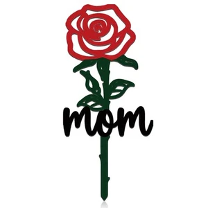 Pelopy Memorial Grave Markers Mom Grave Decorations for Cemetery Rose Shape M... - Picture 1 of 7