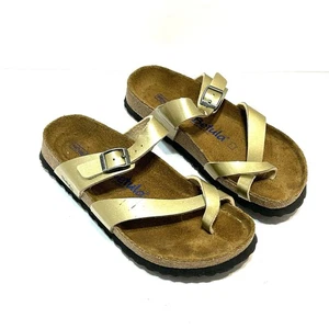Birkenstock Betula Mayari Gold Birko-Flor Sandals Size 37 US Women 6 / Men 4 - Picture 1 of 12