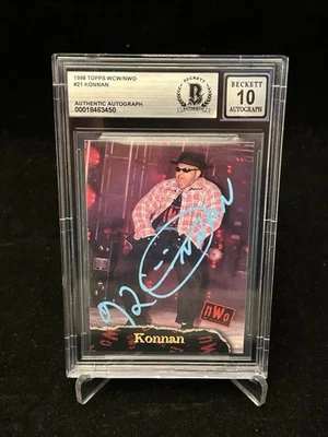 Konnan Signed 1998 Topps WCW/nWo Rookie Card #21 BAS 10 Auto RC Lucha Libre - Image 1 of 3