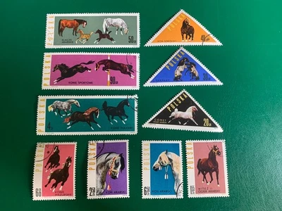 POLAND POLSKA 1963 USED SC 1188 - 1197 HORSE BREEDING TARPANS ARAB STALLION PICK — 第 1/2 张图片