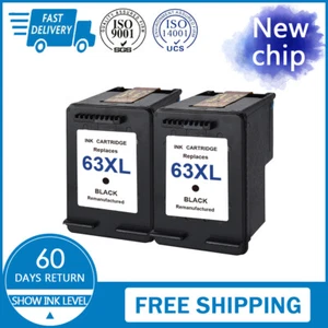 2 Pack 63XL Black Ink Cartridges for HP Envy 4520 Officejet 3630 3633 3636 ... - Picture 1 of 8