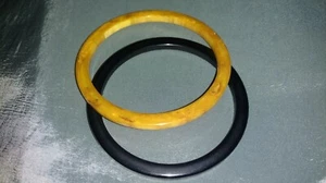 Vintage Bakelite black & marbled butterscotch bracelets Great Mother's Day Gift - Picture 1 of 5