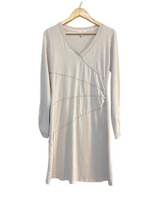 Athleta Sunburst Nektar Kleid Medium Bio Baumwolle Langarm hellbraun beige V-Ausschnitt - Bild 1 von 17