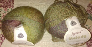 VINTAGE GREEN MAROON MS-11 VARIEGATED YARN JOJOLAND MELODY WOOL 2 BALLS 220yd EA - Picture 1 of 6
