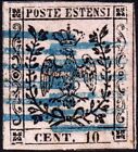 1852 - Modena - 10 cent. rosa chiaro - usato - Sassone n.2 - Firmato Diena