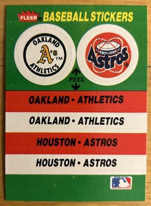 1988 Fleer Star Stickers Logo Card Oakland Athletics Houston Astros High-Grade?