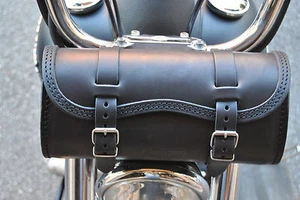 LEATHER TOOL BAG FOR  HARLEY DAVIDSON DYNA SPORTSTER SOFTAIL MADE IN ITALY - Picture 1 of 5