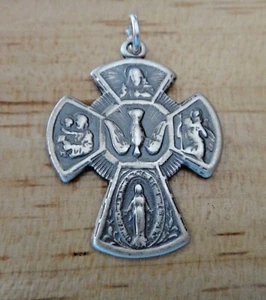Plata Esterlina Padre Hijo Paloma Espíritu Santo Cruz Escapulario Jesús María Medalla Dije - Imagen 1 de 4