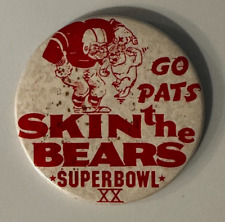 New England Patriots Super Bowl XX Skin the Bears Pin /Button