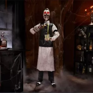 6 piedi Bartender Dean il Deatologo Animato Halloween LED Prop Home Depot NUOVO - Foto 1 di 8