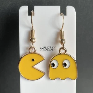 Pac Man Ghost Earrings 80s Festival Jewellery Fancy Dress Costume Pacman Pac-Man - Picture 1 of 9