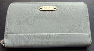 Cartera Muñequera Nicole Miller Nueva York Cremallera Alrededor Verde Gris Vacaciones Noche Salida - Imagen 1 de 7