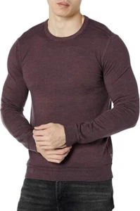 John Varvatos Mens Chase Crewneck Sweater Size M Dark Plum Merino Wool Blend - Picture 1 of 16