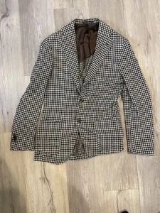 Brilla per il gusto Houndstooth Blazer Sport Coat Jacket Linen Feel Half Lined - Picture 1 of 7
