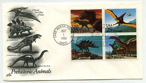 2422-25 Dinosaurs ArtCraft block of 4, FDC - Picture 1 of 1