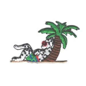 Dalmatian Dog Patch Under Palm Tree Embroidered Cut out Iron on Sew on - Picture 1 of 2