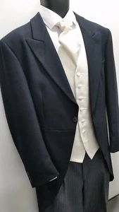 MEN`S New Black MORNING TAIL COATS Weddings Royal Ascot Classic Herring Bone - Picture 1 of 4