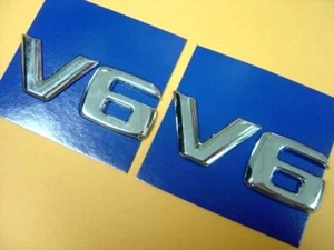 2 PCS CHROME * V6 * LETTER EMBLEM BADGE MERCEDES BENZ AUDI MUSTANG FORD CHEVY - Picture 1 of 3